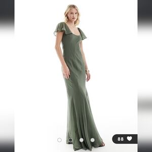 ASOS DESIGN Tall Flutter Sleeve Scoop Neck Bias Panelled Maxi Dress Size 10